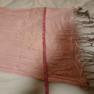 GAP Pink Scarf with Grey Fringe OS - has a snag/small hole